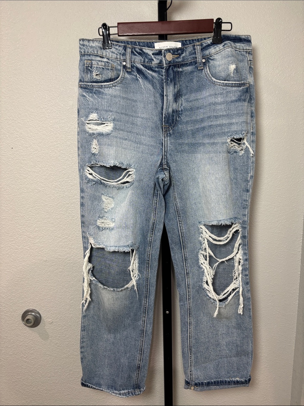 Risen Jeans Distressed Light Blue Boyfriend Jeans for Women 17w 11r 26L
